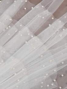 4-Layer Pearl Beaded Bridal Veil, Fluffy 3D Soft Tulle Wedding Veil With Hair Comb, Elegant Short Bridal Accessory - Multicolor - View 8