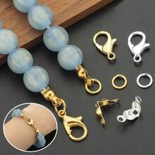 380pcs DIY Jewelry Making Accessories Set, Includes 60pcs Lobster Clasp, 120pcs Crimp Beads, 200pcs Closed Jump Rings, Suitable For Handmade Woven DIY Necklace, Bracelet, Bag Charm, Can Be Flattened To Secure Clasp, Pendant Chain Connector Rings, DIY Jewelry Making Materials - Lobster Clasp & Jump Ring & Bag Clasp - View 9