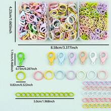200pcs/Box DIY Keychain Accessories Making Kit, Random Mixed Colors, Includes 50pcs Lobster Clasps, 50pcs 4-Section Extension Chains, 100pcs Jump Rings, Zinc Alloy Spring Clasps, Bead Connectors, Suitable For DIY Dolls, Plushies, Keychains, Bag Charms, Key Chains, Portable Hook Accessories Making Materials, DIY Keychain Accessories Making - Lobster Clasp & Jump Ring & Tail Chain - View 3