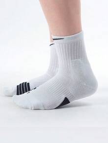 Kaos Kaki Latihan Basket Nike, Kaos Kaki Panjang, Unisex, Putih, Model Pasangan SX7625-100 - Putih - View 1