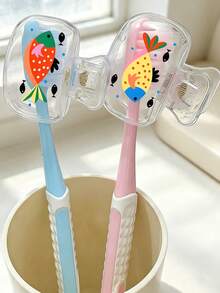 Colorful Sardine Themed Portable Toothbrush Case, Printed With Cute Sardine Pattern, Transparent Travel Toothbrush Storage Box, Toothbrush Head Protective Clip, Toothbrush Protective Cover, Convenient To Carry, Dust-Proof Design, Ideal Gift For Lovers, Friends, Family, Teachers, Travel Enthusiasts, Essential For Home, Dorm, Vacation. Suitable As Birthday Gift, Back To School Gift, Wedding Accessory, Teacher's Day Gift And Spring/Summer Essential - Multicolor - View 7