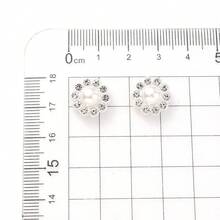 50pcs Shiny Rhinestone Flatback Cabochon Bease White Pearl Flower Patch Beads For DIY Jewelry Making Supplies Women Hair Accessories - Small Flowers - View 7