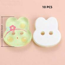 10/16/24/32/40 PCS 1.4cm Cute Jelly Color Cartoon Rabbit Shape Two-Hole All-Season Buttons, Suitable For Clothing Accessories, Dresses, Jackets, Shirts, Knitted Sweaters DIY Accessories, Dolls, Phone Case Decorations - Bunny Shape - View 21