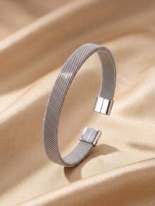 1 buah Gelang Stainless Steel Matte Vintage Terbuka, Tahan Air & Tahan Pudar, Perhiasan Pergelangan Tangan Minimalis untuk Pria, Hadiah - szgss012 - View 5
