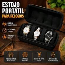 Estojo de Viagem para Relógio para Homens e Mulheres com 3 Divisórias, Caixa de Armazenamento e Organizador Portátil Único para Relógios de Pulso e Relógios Inteligentes (Apenas o Estojo), De Volta às Aulas - Preto - Visão 1