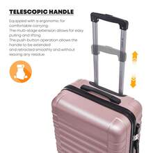YONSLY Suitcase Set With Combination Lock 4 360° Wheels Mesh Pocket Soft Rubber Handle Nylon Toiletry Bag Travel Bag And 16+20 Inch Travel Suitcase - 玫瑰金 - 查看 6