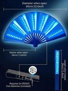 Kipas LED Bercahaya, Bahan Serat Poliester dengan 6 Efek Warna untuk Dipilih, Desain Lipat, Aksesori Suasana, Aksesori Pesta Malam, Aksesori Pertunjukan Pesta, Kipas Berkedip, Cocok untuk Bar Online, Pesta, Pernikahan dan Penciptaan Suasana - Kipas bercahaya - View 9