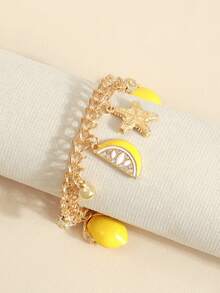 Vibrant Yellow Lemon Ocean Element Charm Bracelet, Versatile Delicate Beach Vacation Accessory - one-size - View 4