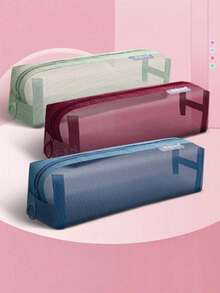 Transparent Mesh Pencil Case, Suitable For Students, Stationery And Bags - Portable Storage Solution - Single Piece - View 1