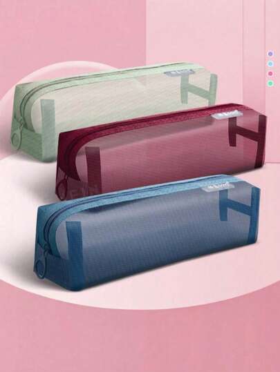 Transparent Mesh Pencil Case, Suitable For Students, Stationery And Bags - Portable Storage Solution