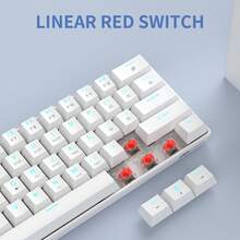 Magegee 1pc Star61 60% Mechanical Gaming Keyboard, White Minimalist Keycaps Gaming Keyboard, With Red Switches, Detachable Type-C Cable Mini Keyboard, With Blue Backlight, Compatible With Windows / PC / Laptop [WHITE: Red Switch] - White(Red Switch) - View 3