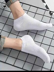 30/20/15/10/5/3/1 Pasang Kaos Kaki Katun Wanita Tanpa Jahitan, Putih/Abu-abu/Hitam, Musim Semi, Musim Panas, Jaring Bernapas, Cocok untuk Pemakaian Sehari-hari, Warna Acak - MultiWarna - View 4