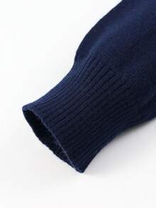 1pc Boys Teen Casual Vintage Striped Colorblock Long Sleeve Knit Sweater, Autumn/Winter - Blue - View 5