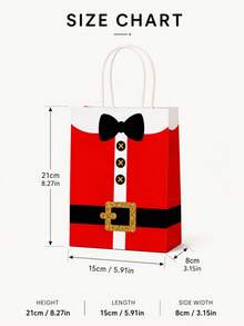 6pcs Reusable Christmas Gift Bags With Handles, Santa Claus Print Party Packaging Bags - Multicolor - View 6