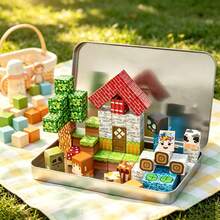 60pcs Country Adventure Theme Magnetic Blocks, Farm & Field Pattern Bricks, DIY Assemble Country Farm Scene, Free Combination Stacking STEM Toy, Enhance Children's Hands-On Ability, Toddler Birthday & Holiday Educational Gift - Multicolor - View 3