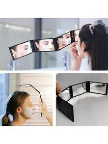 360° Rotatable Handheld Makeup Mirror, Four-Sided High-Definition Mirror With Full-View Rear Design, Suitable For Haircutting, Grooming And Shaving, Compact Foldable, Space-Saving, Lightweight And Portable, Multi-Function Travel Home Bedroom Mirror - Multicolor - View 3
