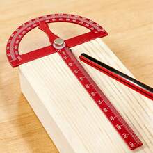 Men's Red Aluminum Alloy Adjustable Protractor, 180 Degree Scale Angle Measuring Tool, Suitable For Drawing, Geometry And DIY Projects - A - View 3