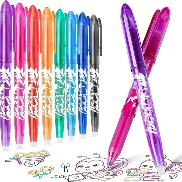 48 piezas de bolígrafos borrables de colores neutros, con borrador incorporado, bolígrafos de gran capacidad, punta fina de 0.5mm, adecuados para dibujar y garabatear, perfectos para tomar notas y escribir, suministros ideales para oficina y escuela, regalos de cumpleaños, Navidad, Halloween, Día de San Valentín, Año Nuevo, amigo, Pascua