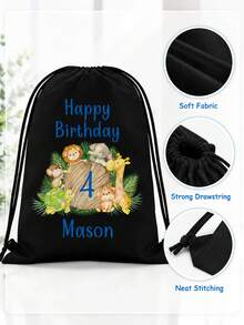 Tas Serut Nama Hewan Kebun Binatang Liar yang Disesuaikan - Ransel Teks Kebun Binatang yang Dipersonalisasi, Cocok untuk Piknik, Tas Hadiah Unik, Dapat Digunakan sebagai Hadiah Pesta Ulang Tahun, Hadiah Baby Shower, dan Hadiah Ulang Tahun yang Dipersonalisasi - MultiWarna - View 4