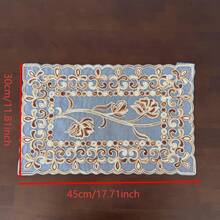 1件裝優雅花卉刺繡蕾絲桌旗，復古歐式餐桌裝飾，波浪邊桌布桌旗，適用居家、婚禮與派對 - 咖啡色 - 查看 9