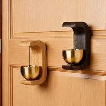 1pc Feng Shui Prosperity & Healing Doorbell, Dopamine Wind Chime, Magnetic Adhesive Door Chime, Walnut Wood Door Bell, Chinese Style Copper Bell For Home & Business Entrance - Black Walnut Doorbell[7.5*4cm] - View 6