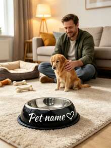 Personalized Stainless Steel Dog Bowl With Non Slip Bottom, Dog Bowl For Small Medium & Large Dogs, Custom Pet Name Dog Feeding Bowl For Food & Water - Multicolor - View 4