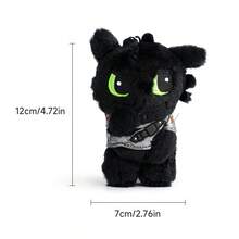 Miniso Toothless Plush Keychain, Cute Night Fury Stuffed Pendant, Backpack Decor Gift - Black - View 8