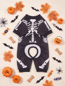 LUCKIE PAW 1pc Halloween Skeleton Print Funny Pattern Pet Four-Legged Pajamas, Anti-Flea, Reduce Shedding, Thermal Insulation, Breathable, Suitable For Small And Large Dogs And Cats, Indoor And Outdoor - Multicolor - View 6