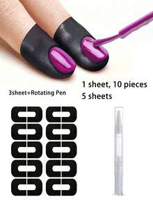 Nail Tape/Latex Nail Polish Barrier Peel Off/U-Shaped Nail Protection Sticker & Rotary Pen Set, Odorless Latex Protective Agent Effectively Prevents Staining And Bleeding, Suitable For Painting, Printing And Nail Art Design Multiple Scenarios, Flexible Soft Tool Fits Nail Surface Without Damaging Natural Nails, Professional Grade Nail Art Accessory Also Beginner Friendly Equipment - Multicolor - View 12