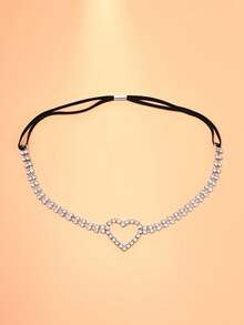 STONEFANS Rhinestone Heart Decor Thigh Chain - Silver - View 5