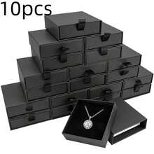 10pcs Small Pink Cardboard Jewelry Boxes With Lids And Sponge Linings, Ring Earring Necklace Jewelry Display Storage Boxes, Holiday Party Gift Boxes For Friends And Family - Baby Pink - View 11