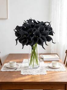 6/12pcs Realistic Black Calla Lily Artificial Flowers, Suitable For Home Decor, Outdoor Garden Decoration, Wreaths, Wedding Arrangement, Tabletop Decoration, Autumn Decor, Teacher Gifts, Halloween - Black - View 8