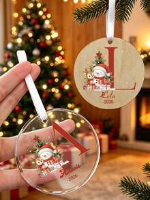 Custom Monogram Christmas Ornament, Personalized Name & Initial Tree Hanging Decor, Festive Snowman Holiday Accent, Customized 2026 Christmas Keepsake, Customizable Christmas Tree Decoration, Gift For Family And Friends, Room Decor, Christmas Gift - Style B - View 7
