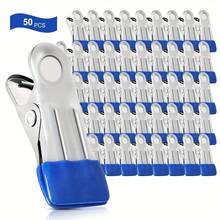 50PCS Metal Clothes Clips, Heavy Duty Stainless Steel Clothesline Clips For Hanging Clothes, Multi-Purpose Strong Grip Clips For Photos, Food Bags, Beach Towels, Laundry Drying, Camping, Kitchen, Crafts, Travel, Yard, BBQ, Mother's Day - Multicolor - View 1