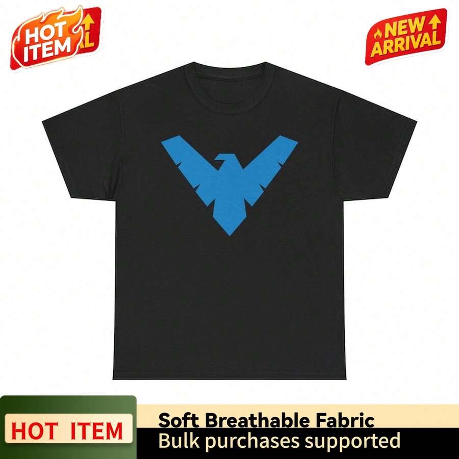 Nightwing Logo Unisex Heavy Tee - Black - View 1