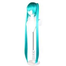 Blue Long Anime Cosplay Wig - Clip-In Twin Tails Heat Resistant, 38 Inch Roleplay Hair With Hair Cap For Daily Wear & Conventions - Mint Blue - View 3