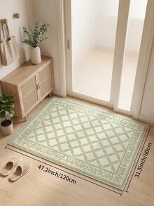 1pc Light Green Floral Plant Living Room Rug, Suitable For Kitchen, Dining Room, Bedroom, Holiday Decor, Indoor/Outdoor, Office, Lobby, Anti-Slip Doormat, Bathroom Rug, Hallway, Study, Gaming Area - Pastel Green - View 14