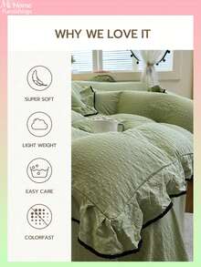 2/3pcs Green Ultra-Soft Jacquard Lace Bedding Set, 1 Duvet Cover And 1 Or 2 Pillowcases, Comfortable Soft Home Textiles, Dorm Bedding For Boys And Girls, Fresh INS Style, Machine Washable, No Filling - Green - View 6