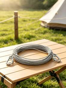 1pc Durable Stainless Steel Clothesline, 78.74 Inch Portable Laundry Drying Rope - Strong And Break-Resistant, Indoor And Outdoor Use, Suitable For Camping, Bathroom, Dorm, Rental, Outdoor Travel, Essential Practical Home Laundry Drying Item - A - View 1