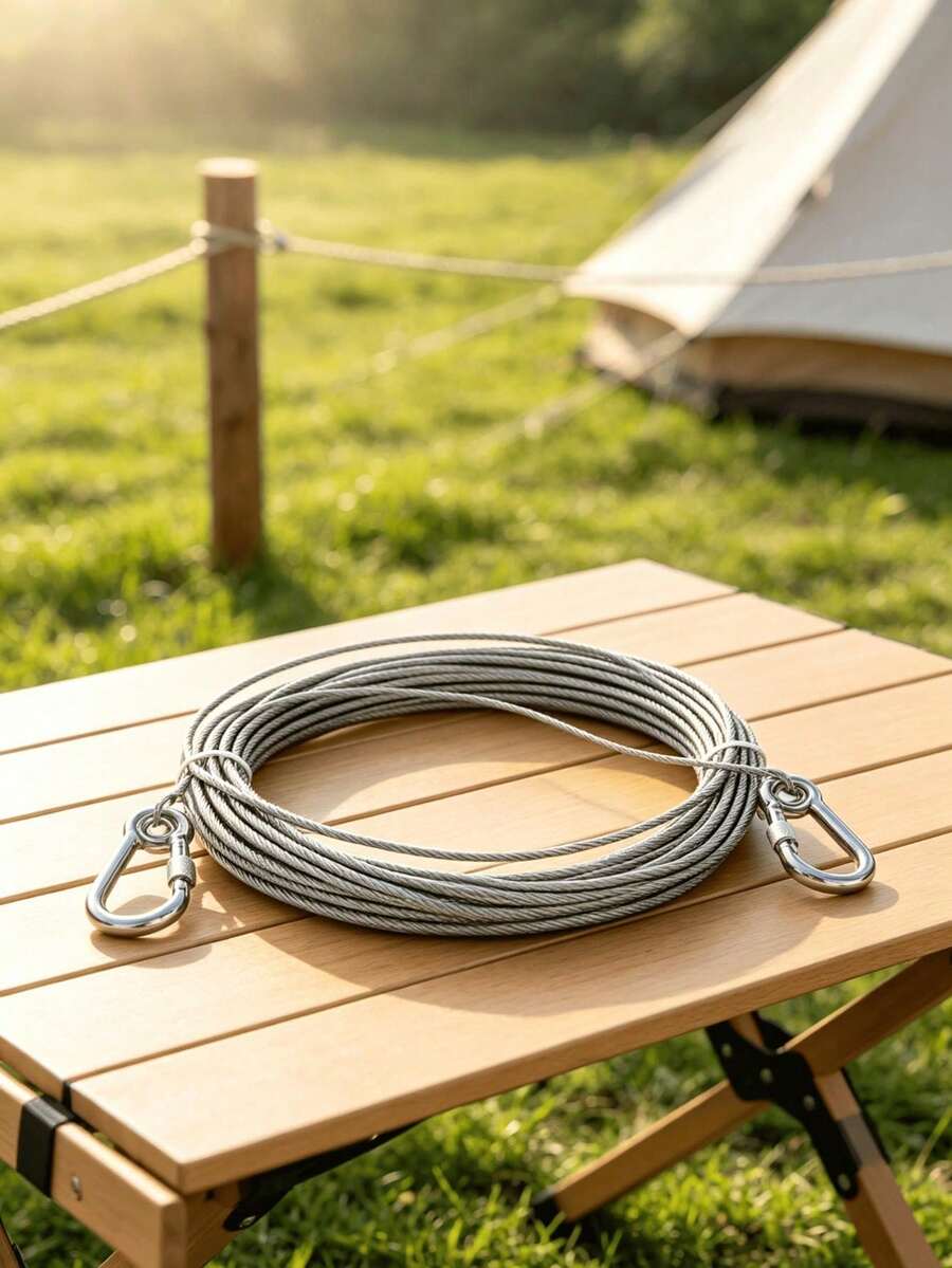 1pc Durable Stainless Steel Clothesline, 78.74 Inch Portable Laundry Drying Rope - Strong And Break-Resistant, Indoor And Outdoor Use, Suitable For Camping, Bathroom, Dorm, Rental, Outdoor Travel, Essential Practical Home Laundry Drying Item - A - View 1