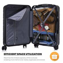 YONSLY Suitcase Set With Combination Lock 4 360° Wheels Mesh Pocket Soft Rubber Handle Nylon Toiletry Bag Travel Bag And 16+20 Inch Travel Suitcase - 黑色 - 查看 7