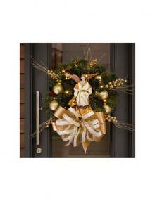Guirlanda Natalina LEDs Decoração Enfeite Anjo Dourado 50cm - A - Visão 3