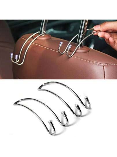 Car Seat Headrest Hook, Auto-Hiding Rear Seat Headrest Hook, Handbag Shopping Bag Coat Storage Hook, Car Accessories Hook Organizer, 1/2pcs
