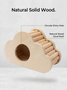 Wooden Hamster Hideout, Natural Cloud-Shaped Hamster House, Suitable For Hamsters, Gerbils And Mice, Beautiful Small Pet Nesting Habitat And Cage Accessory, Chewing Landscape Accessory - one-size - View 7