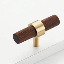 1/4 Pack Premium Brass & Walnut Drawer Pulls, Unique Wood + Metal Design, Modern Minimalist Style, Exquisite Details, Suitable For Drawers, Cabinet Doors, Wine Cabinets, Storage Cabinets, Wardrobes - Multi-color - View 14