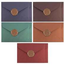 1 Set/5 Sets Luxury Linen Envelope & Writing Paper Set With Wax Seal Stamp, Suitable For DIY Gifts, Wedding Invitations, Office Use, Party Invitations, Gift Cards, Graduation Season, Wedding, Party, Holiday, Teacher's Day, Birthday Party - Luxury Envelopes Set - View 2