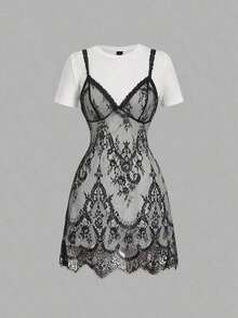 Women Two-Piece Outfits - White and Black - View 3