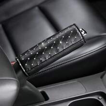 Luxury Diamond‑Studded Car Gear Shift Knob Cover Handbrake Sleeve, PU Leather Auto Gear Lever Protection Cover, Universal Fit Most Vehicles, Stylish Car Interior Modification Accessories - B - View 4