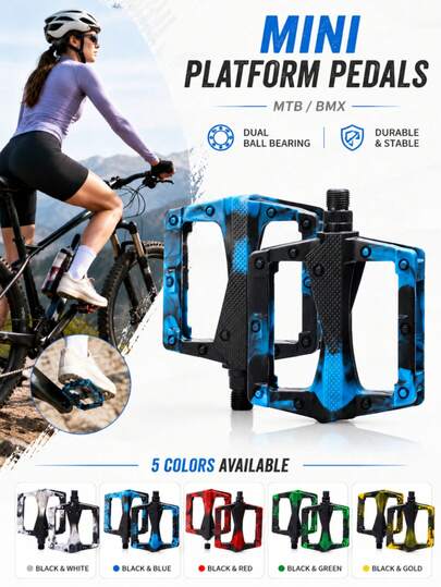 1 Pair Mountain Bike Ball Bearing Pedals With Double Steel Bearings, Camouflage Ball Bearing Pedals, Suitable For Mountain Bike, BMX Bicycle Accessories
