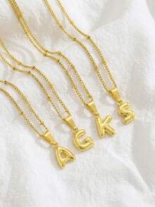 1pc Minimalist Popular Balloon Initial Pendant Necklace Personalized Name Balloon Letter Necklace Children's Birthday Gift Party & Daily Wear - Gold - View 3